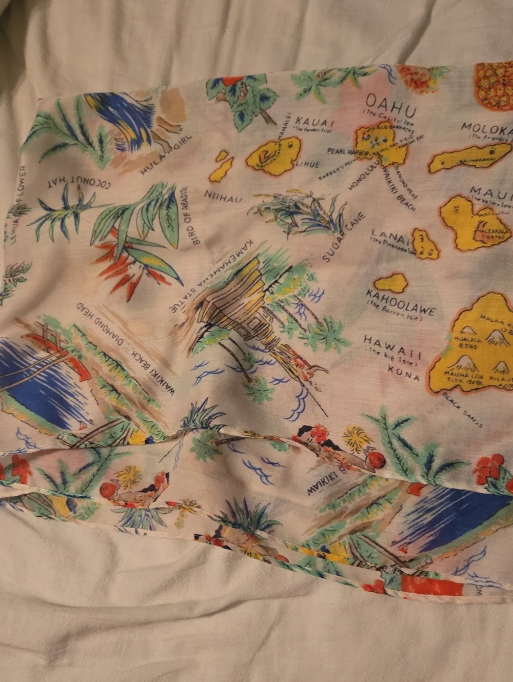 J. Crew Large White Tropical Hawaiian Print Pashmina Style Scarf